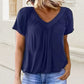💖LAST DAY SALE 50% OFF💷✨Women's Casual Pleated V-Neck Short-Sleeve Top🌷-Loose Fit & Comfortable Shirring Top