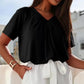 💖LAST DAY SALE 50% OFF💷✨Women's Casual Pleated V-Neck Short-Sleeve Top🌷-Loose Fit & Comfortable Shirring Top