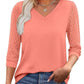 🏆🌷2026 Hot Sale-49% OFF🔥Women's 3/4 Length Sleeve V-Neck Lace Tunic Tops Business Casual Blouses