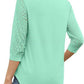 🏆Last Day Special Price ￡10.99!!🔥Women's Casual V-Neck Lace 3/4 Length Sleeve Top