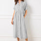 🔥LAST DAY SALE 49% OFF💃Women's Loose Midi Striped Shirt Dress with Pockets
