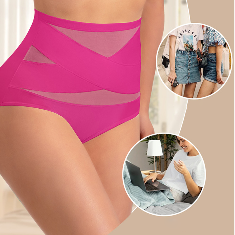🌸Last Day-Buy 1 Get 3 Packs✨Plus-Size High-Waist Cross Tummy Control Panties👖