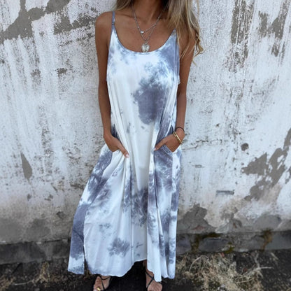 🎉🛍️Hot Promotion 50% OFF🥻Women Tie Dye Gradient Color Printed Spaghetti Strap Dresses