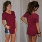 🔥Last Day 49% OFF💖Women's V-neck Short Sleeve Curved Hem Tee Top