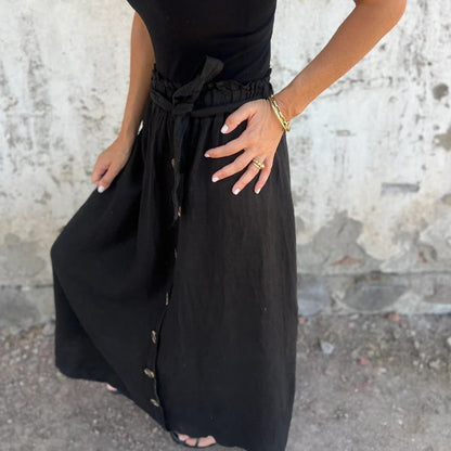 ⏳Time-limited Special⏰Solid Color Button Front & Tie Belt Skirt