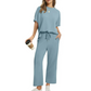 🌸Hot Sale 50% OFF💖Women’s Summer Oversized Wide Leg Crop Pants Two Piece Outfits Set
