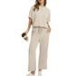 🌸Hot Sale 50% OFF💖Women’s Summer Oversized Wide Leg Crop Pants Two Piece Outfits Set