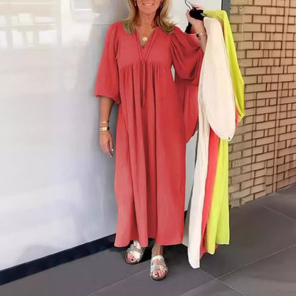 🎉Last Day Promotion 50% OFF💃Bubble Sleeve V-Neck Maxi Dress