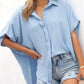 🔥2026 Summer Hot Sale 49% OFF💥Women's Tops Casual V Neck Button Down Shirts Solid Short Sleeve Blouses
