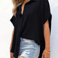 🔥2026 Summer Hot Sale 49% OFF💥Women's Tops Casual V Neck Button Down Shirts Solid Short Sleeve Blouses