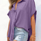 🔥2026 Summer Hot Sale 49% OFF💥Women's Tops Casual V Neck Button Down Shirts Solid Short Sleeve Blouses