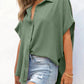 🔥2026 Summer Hot Sale 49% OFF💥Women's Tops Casual V Neck Button Down Shirts Solid Short Sleeve Blouses