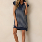 🎉Last Day Promotion 49% OFF💃Women's Striped Casual Zipper Cap Sleeve Mini Dress