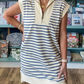 🎉Last Day Promotion 49% OFF💃Women's Striped Casual Zipper Cap Sleeve Mini Dress