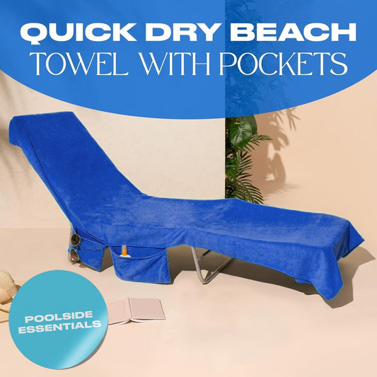 🏖️Summer Hot Sale - ONLY ￡14.99!!⚡50K+ SOLD!🌞🌊Sun Lounger Towel in Bag with Pockets Storage