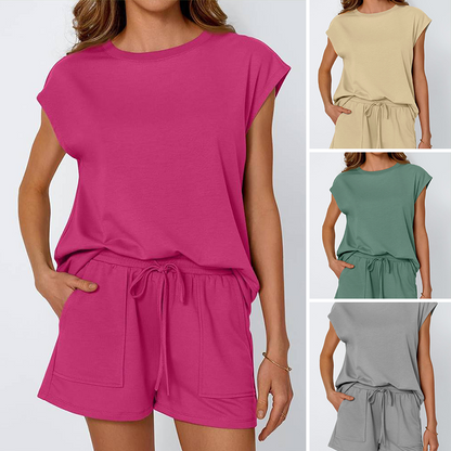 🎉Last Day Promotion 50% OFF💃Women's Round-Neck Top & Shorts 2-Piece Set