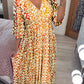 ❤️‍🔥2025 Summer Sale 49% OFF🌷Bohemian casual print V-neck shirred waist long dress