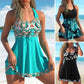 🔥LAST DAY SALE 70% OFF👙Women's Plants Print V Neck Swimdress & Tankini Set 