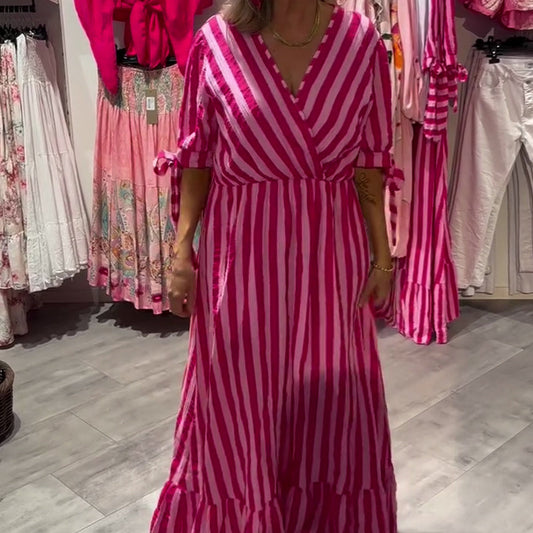 🎉Last Day Promotion 50% OFF💃Women’s Casual Striped V-Neck Dress