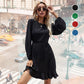 💖Last Day 50% OFF💖Elegant women's dress with puff sleeves and fringed hem🎉