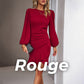 💖Last Day 50% OFF💖Elegant women's dress with puff sleeves and fringed hem🎉