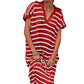 ⏰Early Autumn Sales 49% OFF🍂Women's V-Neck Striped Split Lapel Long Sweater Dress