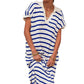 ⏰Early Autumn Sales 49% OFF🍂Women's V-Neck Striped Split Lapel Long Sweater Dress