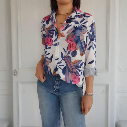 🍂Autumn Sales 49% OFF🍁Elegant Plants Print Button-up Shirt