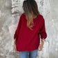 Women's Simple Loose-Fit Top with Rolled Sleeves