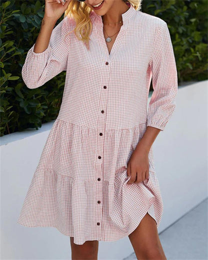 🍂Autumn Sales 49% OFF🔥Women's Button Down 3/4 Sleeve Shirt Dress