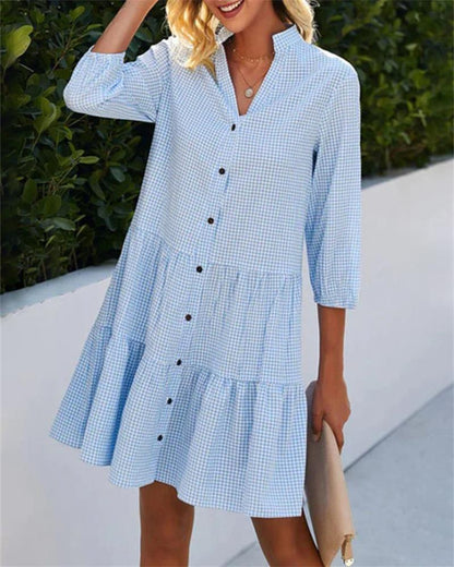 🍂Autumn Sales 49% OFF🔥Women's Button Down 3/4 Sleeve Shirt Dress