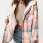 Hot Sale-Women's Thickened Flannel Long Sleeve Plaid Jacket Coat With Hood
