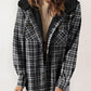 Hot Sale-Women's Thickened Flannel Long Sleeve Plaid Jacket Coat With Hood