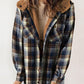Hot Sale-Women's Thickened Flannel Long Sleeve Plaid Jacket Coat With Hood