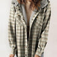 Hot Sale-Women's Thickened Flannel Long Sleeve Plaid Jacket Coat With Hood