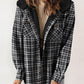 Hot Sale-Women's Thickened Flannel Long Sleeve Plaid Jacket Coat With Hood
