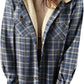 Hot Sale-Women's Thickened Flannel Long Sleeve Plaid Jacket Coat With Hood