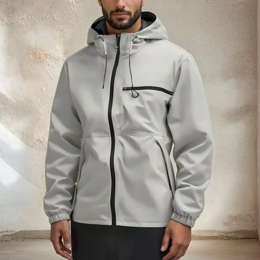 🔥LAST DAY SALE- 49% OFF⛰️Men's Plain Waterproof Windproof Drawstring Zip Up Hooded Jacket