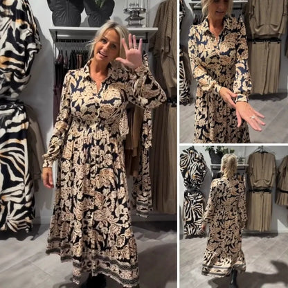 💖LAST DAY SALE 50% OFF💃Women's Pleated Print Maxi Dress