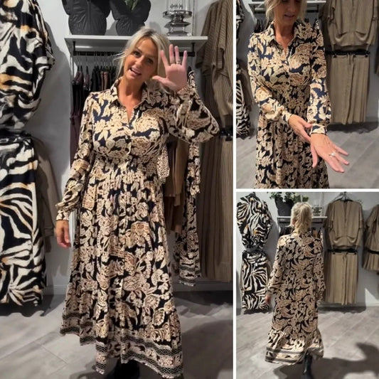 💖LAST DAY SALE 50% OFF💃Women's Pleated Print Maxi Dress