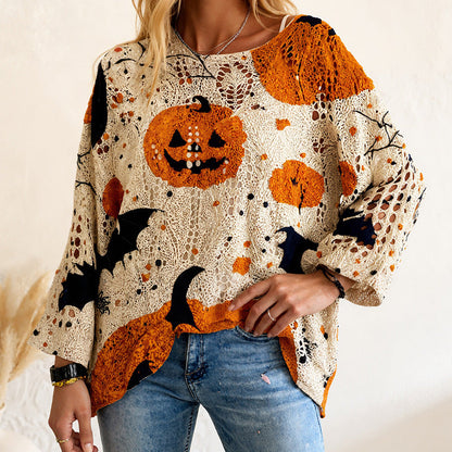 🎃Halloween  Sale -50% OFF👻Women's Halloween Loose Fit Batwing Knit Sweater