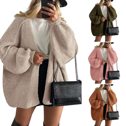 🍂LAST DAY SALE 70% OFF👍✨Women's Oversized Cardigan Sweater Fall Long Lantern Sleeve Knit Open Front Lightweight Sweater Knitwear Tops