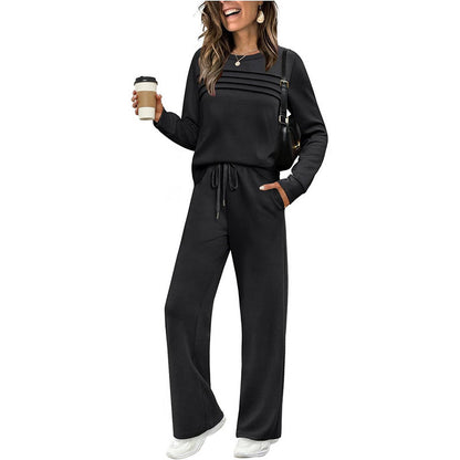🔥LAST DAY SALE 70% OFF👍✨Women's Crew Neck Top & Drawstring Pants Short/Long Set