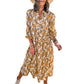 💖LAST DAY SALE 50%OFF💃Women's Long Sleeve V Neck Bohemian Midi Dress