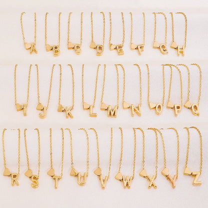 🎁Christmas Sale 50% OFF!!🔥Tiny Initial Necklaces Golden Heart Letter A-Z💖