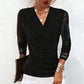 🔥Hot Sale 50% OFF✨✨Women's Sparkle Crossover V-Neck Long Sleeve Top