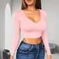 🔥Hot Sale 50% OFF✨Womens round Neckline Sexy Long Sleeve top