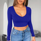 🔥Hot Sale 50% OFF✨Womens round Neckline Sexy Long Sleeve top