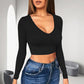 🔥Hot Sale 50% OFF✨Womens round Neckline Sexy Long Sleeve top