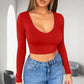 🔥Hot Sale 50% OFF✨Womens round Neckline Sexy Long Sleeve top